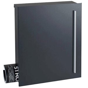 Letterbox with newspaper in it, in gray