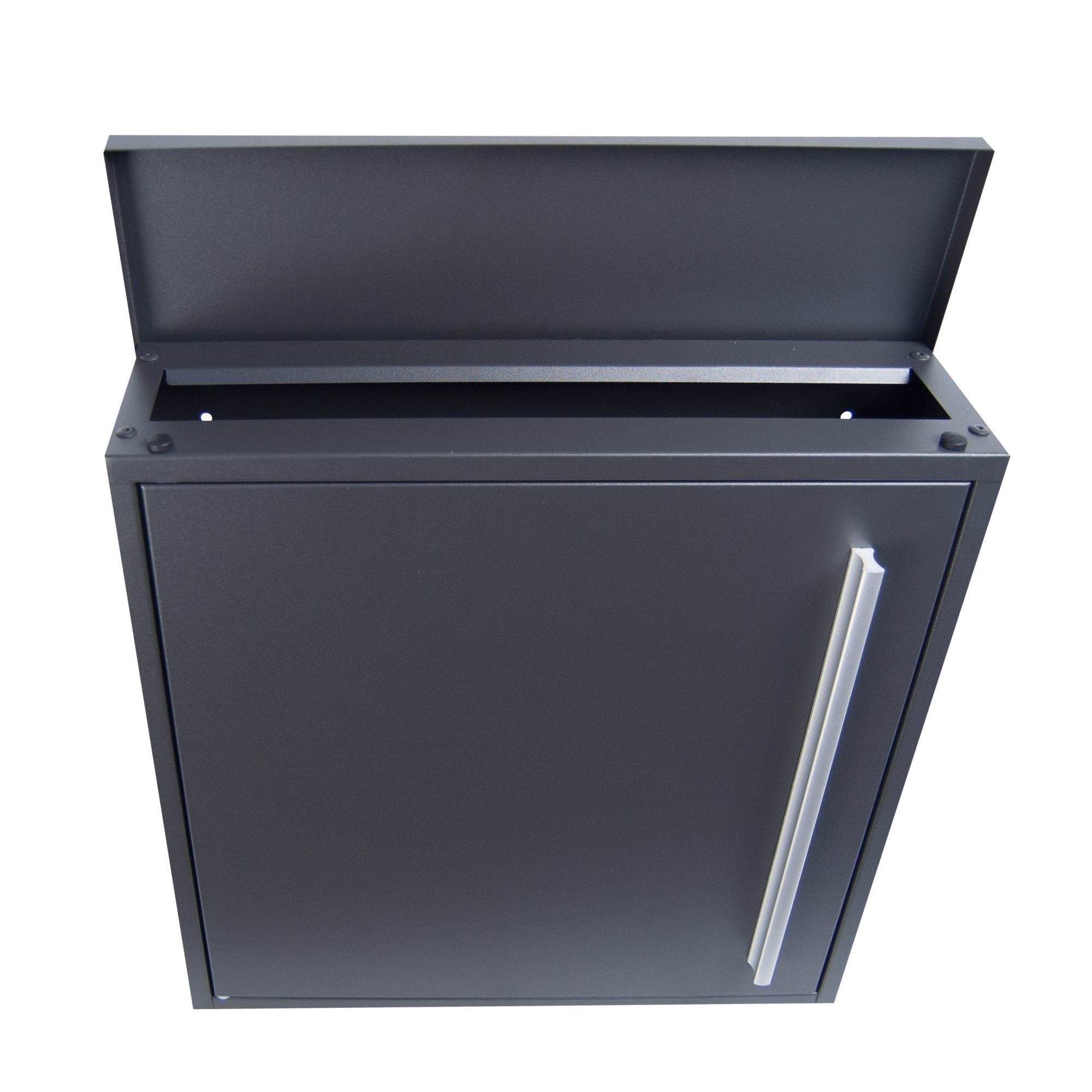 Wall mounted letter box grey top open