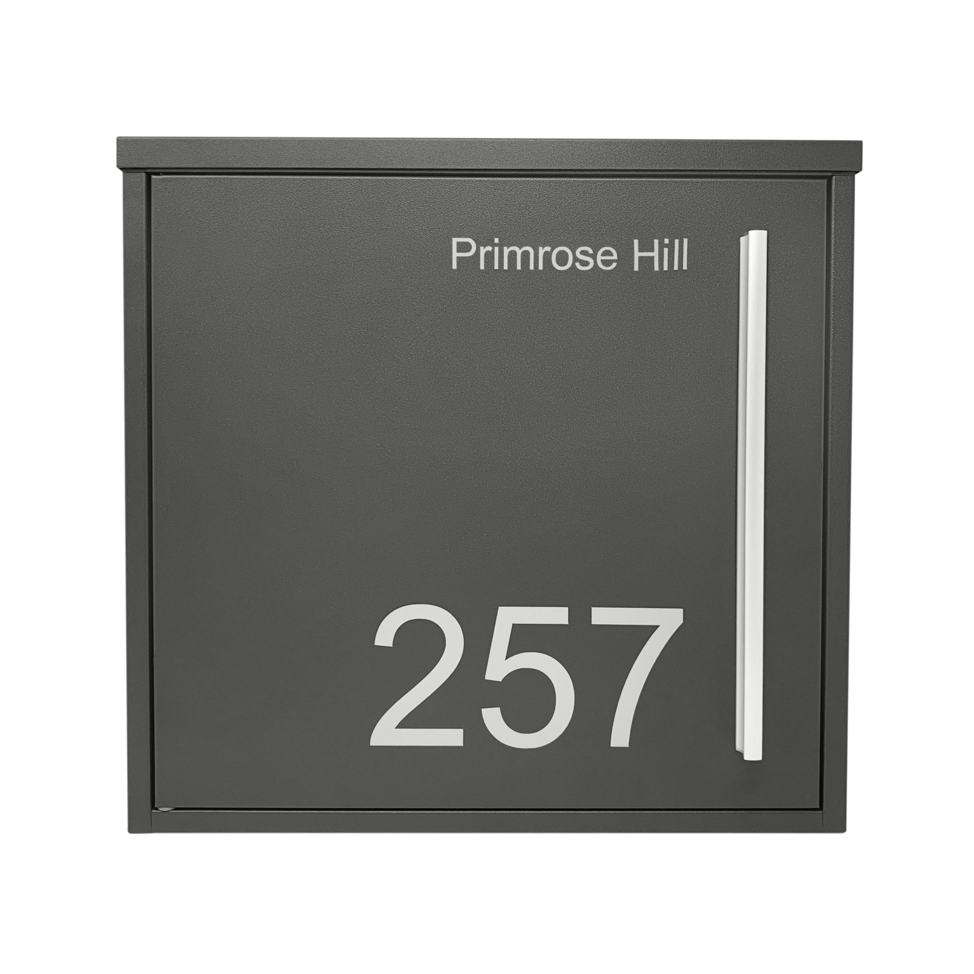 Personalised Modern Letterbox - Anthracite, front view