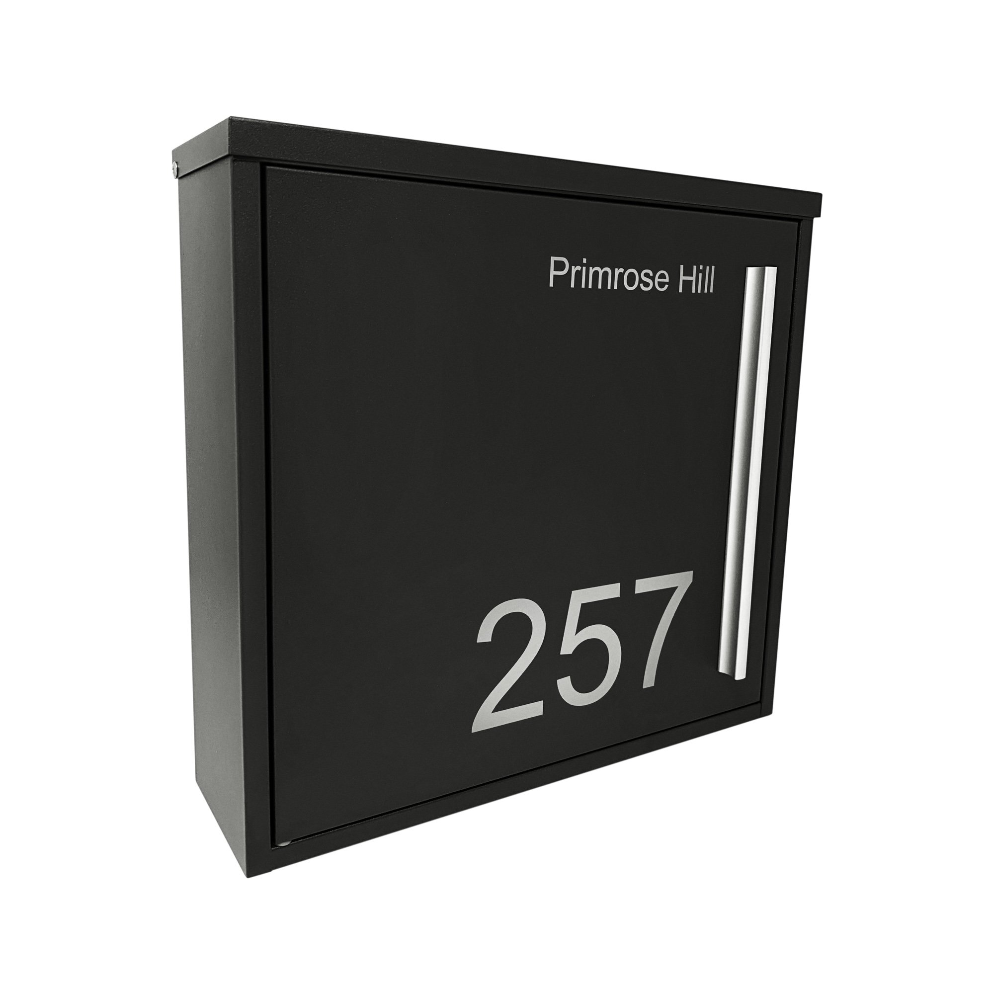 Presonalised wall mounted mailbox black
