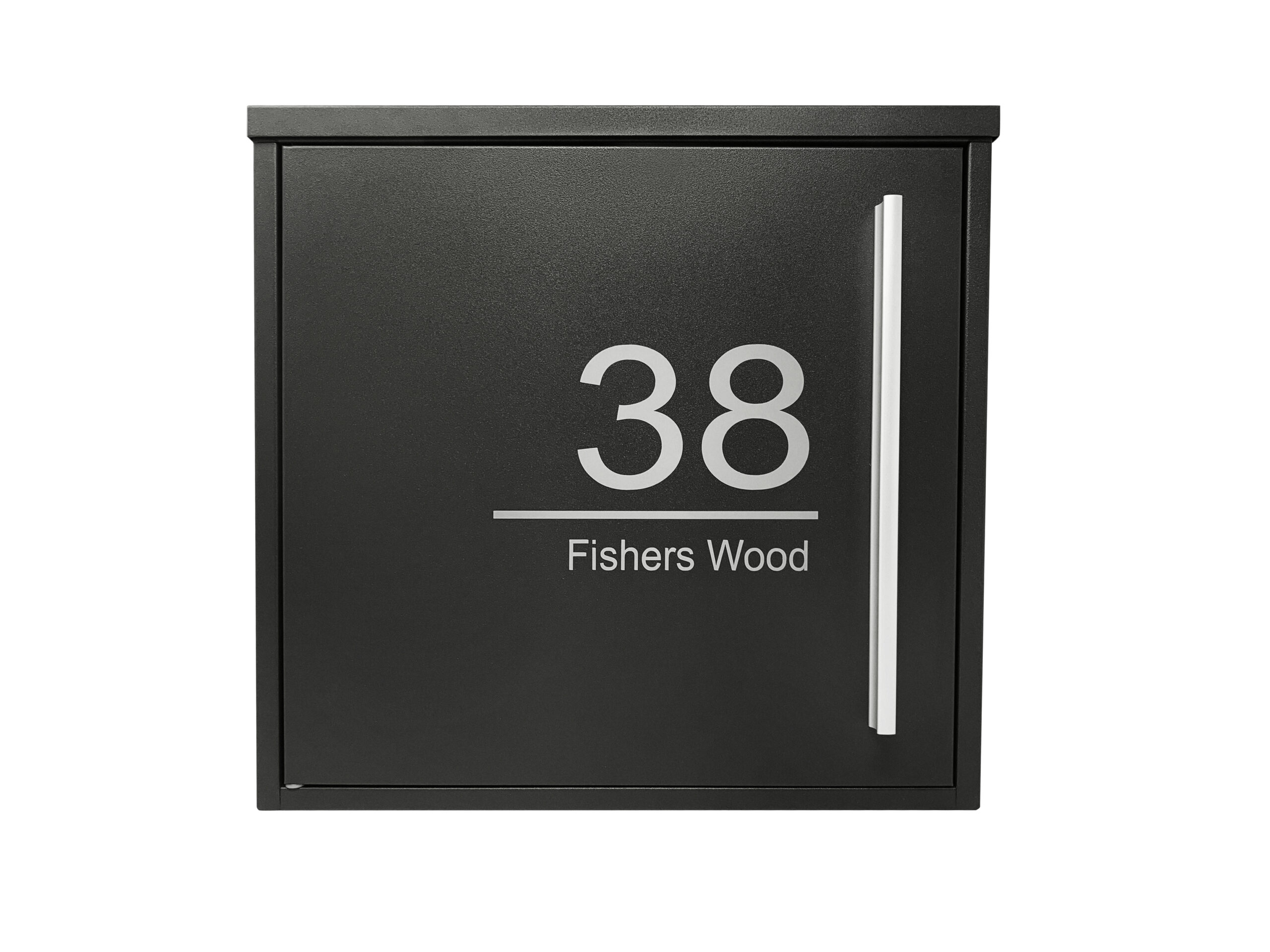 Personalised Contemporary Wall Mounted Mailbox- Black, front view