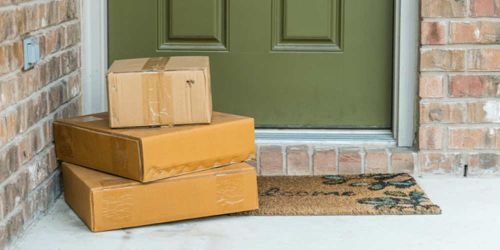 Parcels in front of a door