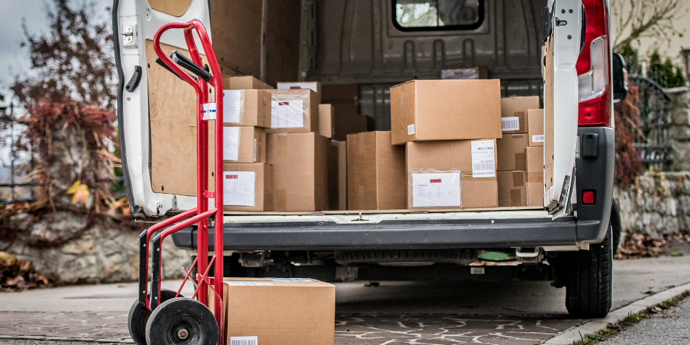 Van loaded with parcels