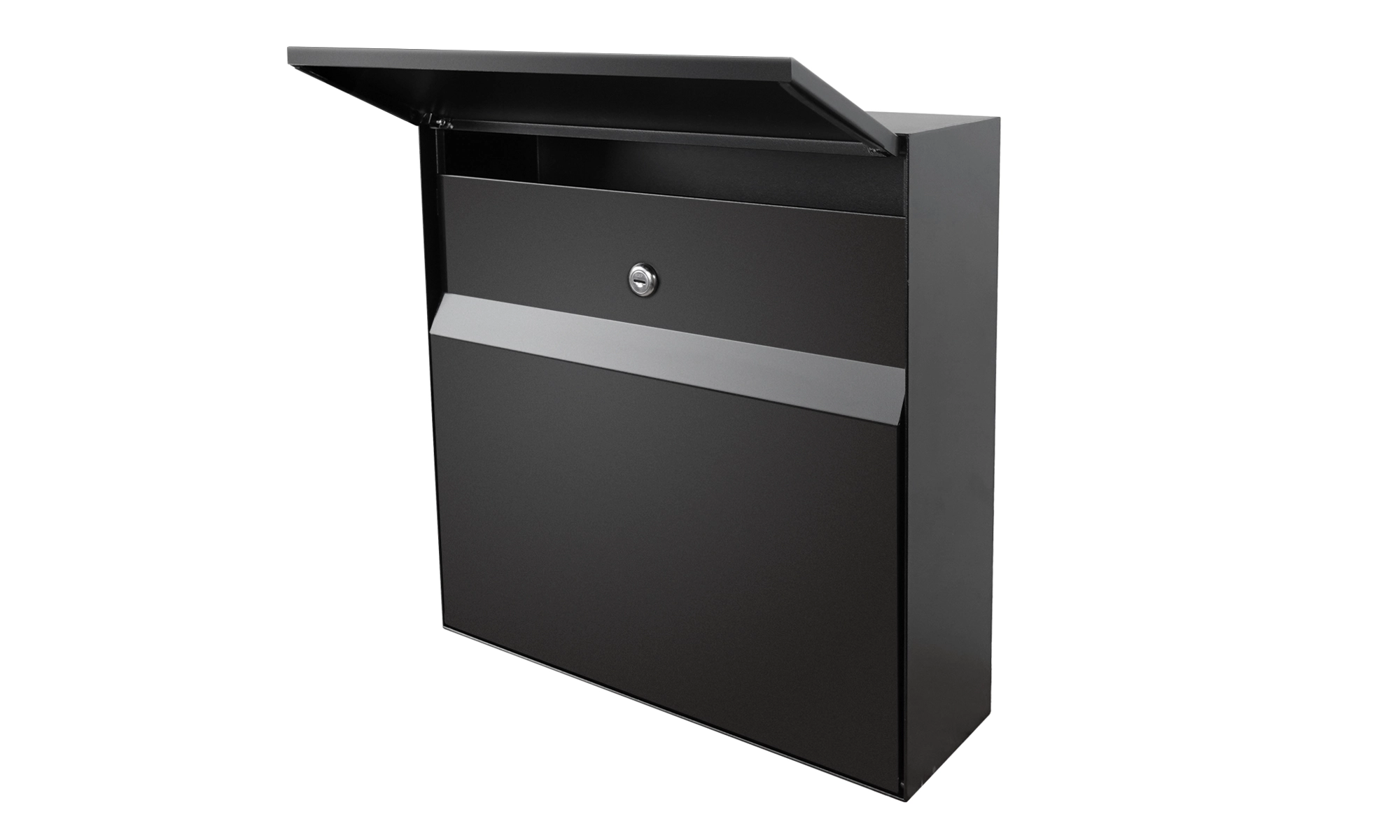Manilla Wall Mounted Letterbox - Black side view
